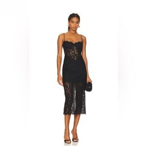 Bardot Elegant Black Lace Midi Dress